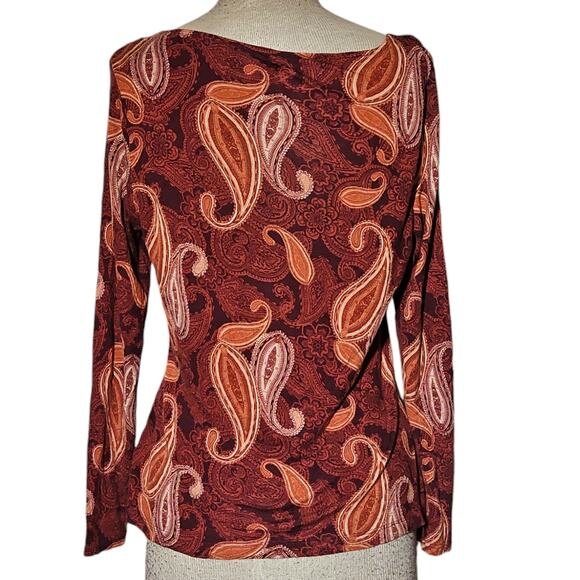Pasiley Print Cowl Neck Blouse Size Medium - Picture 2 of 4